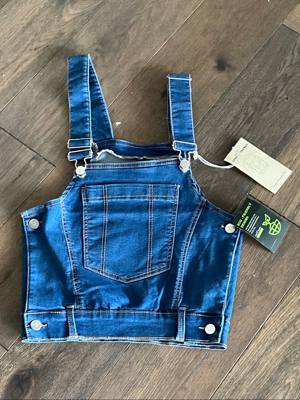 Unbranded Blue Denim Adjustable Overall Tank Top